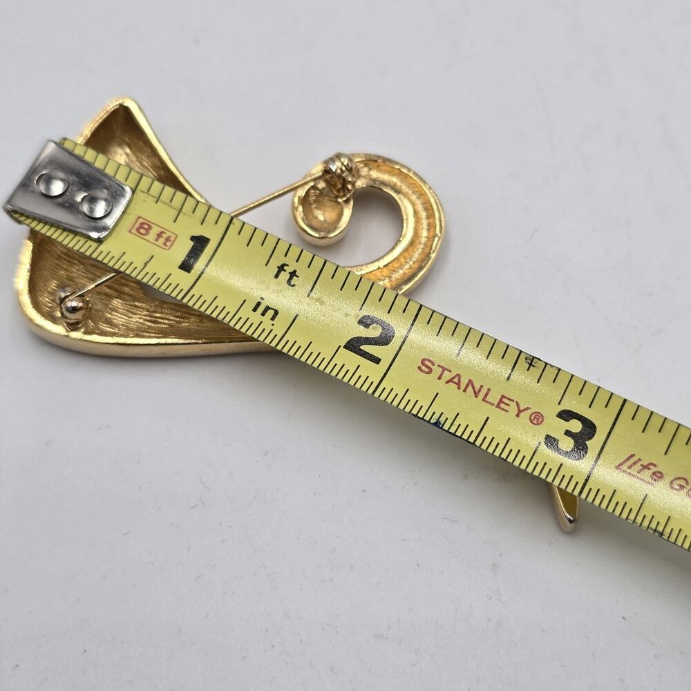 Vintage Givenchy Pi Sign Brooch Pin Gold-Tone 3" Abstract Modern Couture 80's - Picture 5 of 6